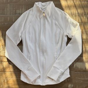 Athleta salutation 2.0 Ribbed White Zip-Up Jacket Small